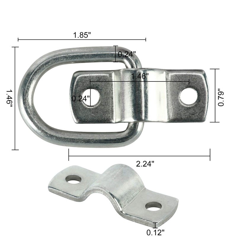 DasMarine D-Ring Tie Downs, 1/4" D-Ring Anchor Lashing Rings for Trailers & More - 1200 lb Capacity Each (24) - Image 2